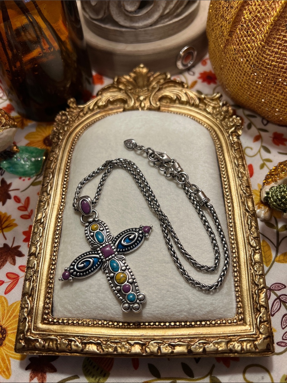 Vintage Brighton Beaded Cross- Hard to Find!